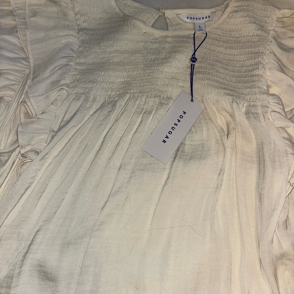 POPSUGAR Cream Smocked Blouse